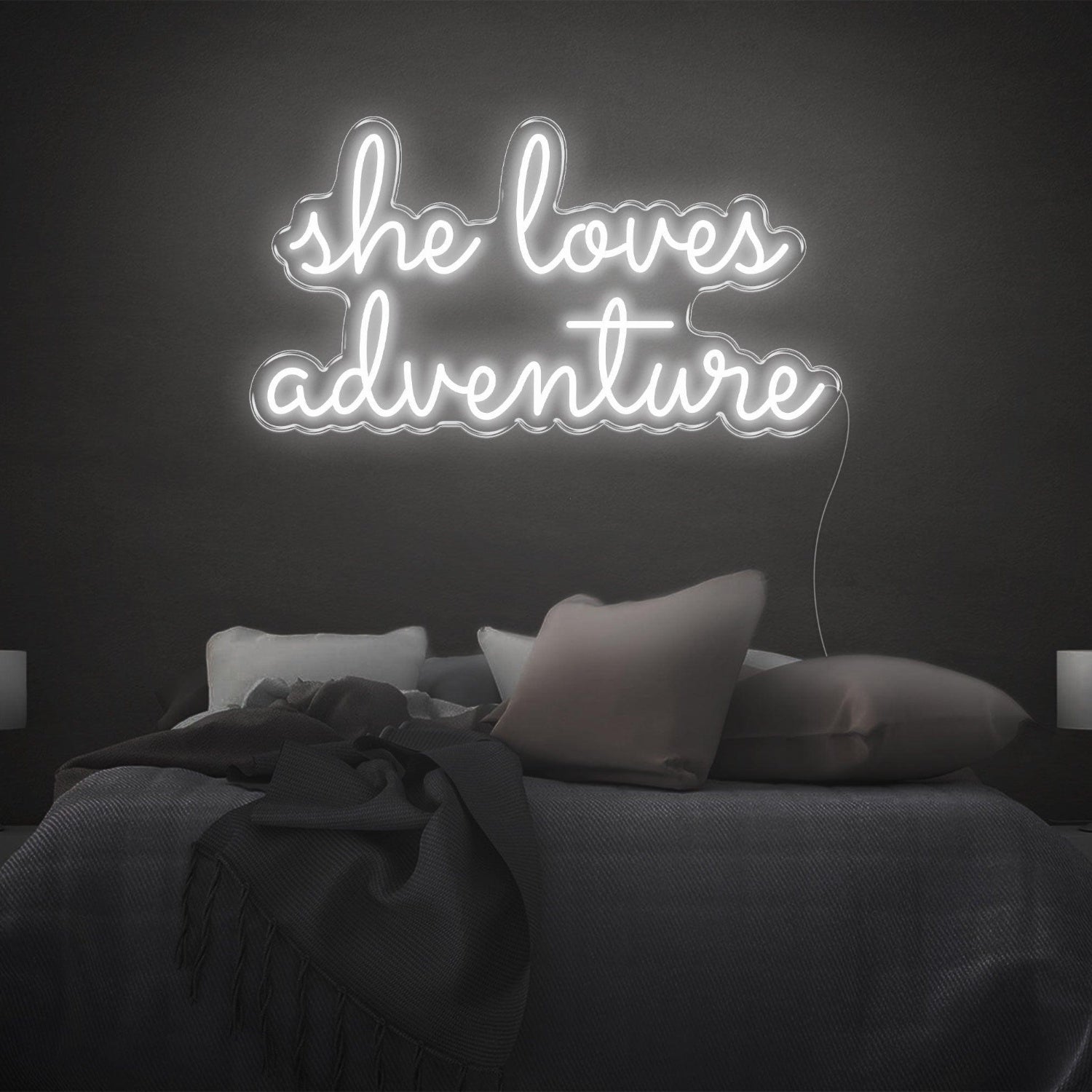 She Loves Adventure Bright Pink Led Neon Sign For Bedroom Wall Decor | Shineneon