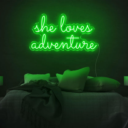She Loves Adventure Bright Pink Led Neon Sign For Bedroom Wall Decor | Shineneon