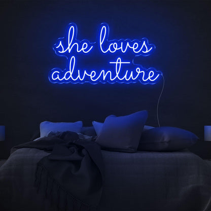 She Loves Adventure Bright Pink Led Neon Sign For Bedroom Wall Decor | Shineneon