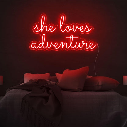 She Loves Adventure Bright Pink Led Neon Sign For Bedroom Wall Decor | Shineneon