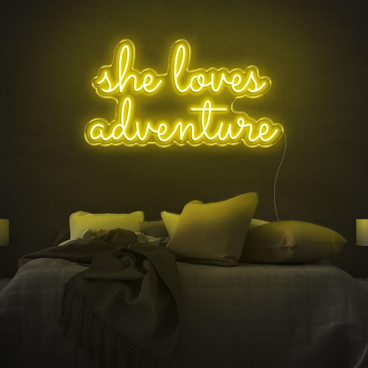 She Loves Adventure Bright Pink Led Neon Sign For Bedroom Wall Decor | Shineneon