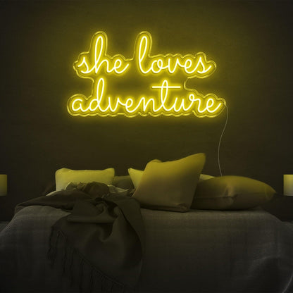 She Loves Adventure Bright Pink Led Neon Sign For Bedroom Wall Decor | Shineneon