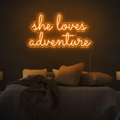 She Loves Adventure Bright Pink Led Neon Sign For Bedroom Wall Decor | Shineneon