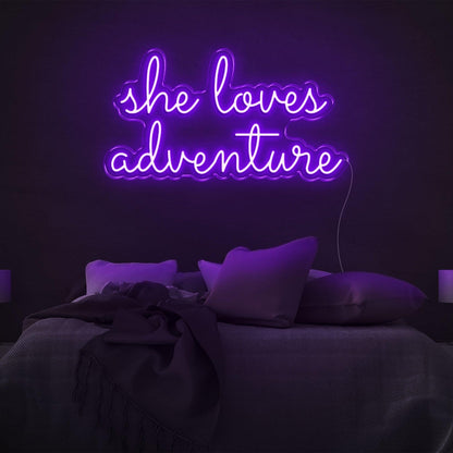 She Loves Adventure Bright Pink Led Neon Sign For Bedroom Wall Decor | Shineneon