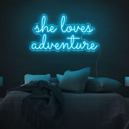 She Loves Adventure Bright Pink Led Neon Sign For Bedroom Wall Decor | Shineneon