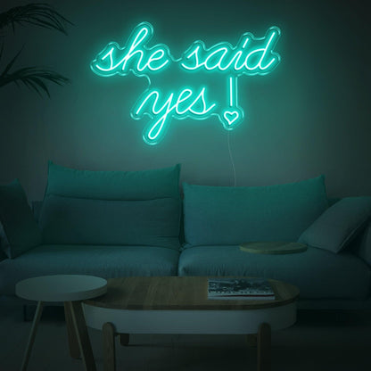 She Said Yes Blue Heart Led Neon Sign For Romantic Proposal Living Room Decor | Shineneon