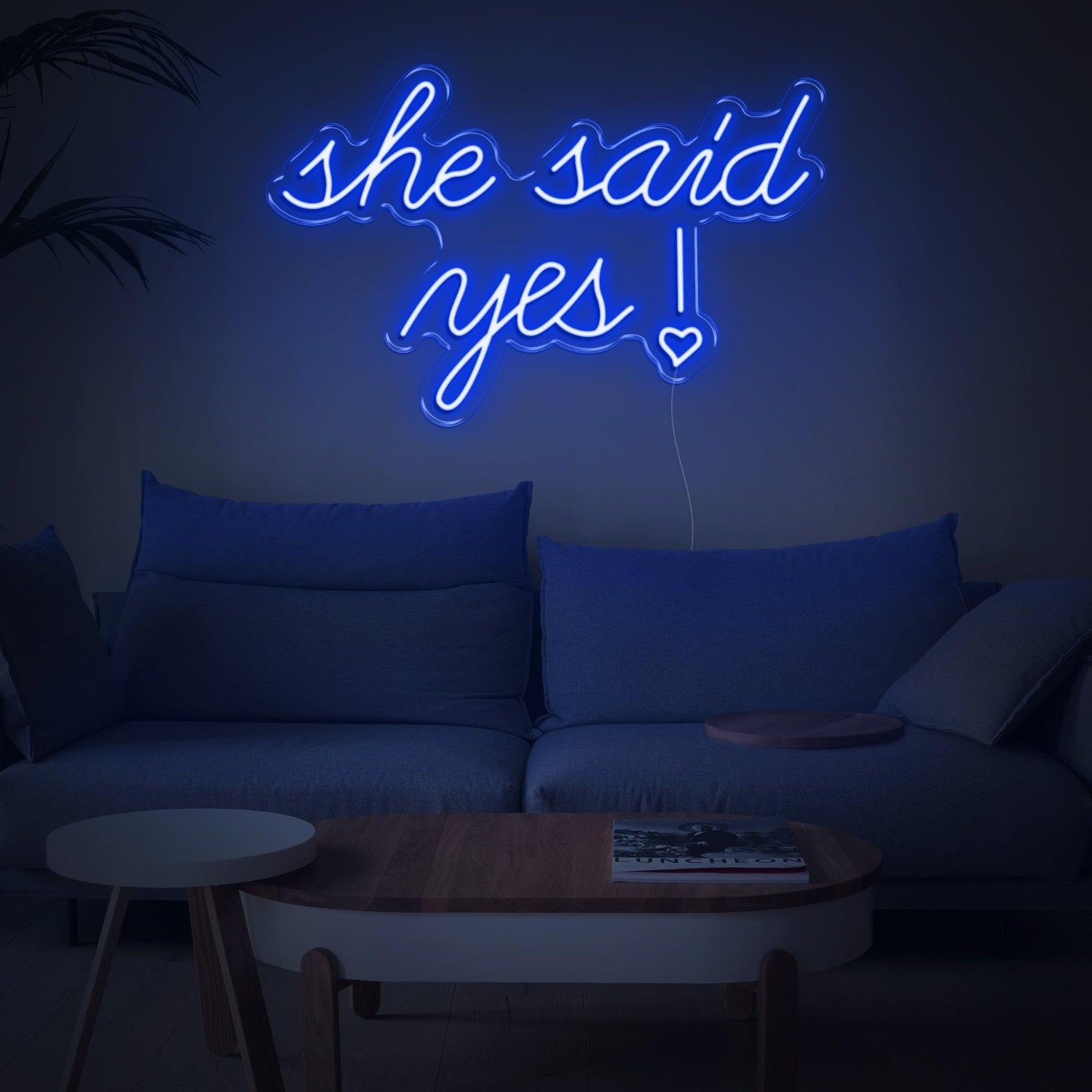 She Said Yes Blue Heart Led Neon Sign For Romantic Proposal Living Room Decor | Shineneon