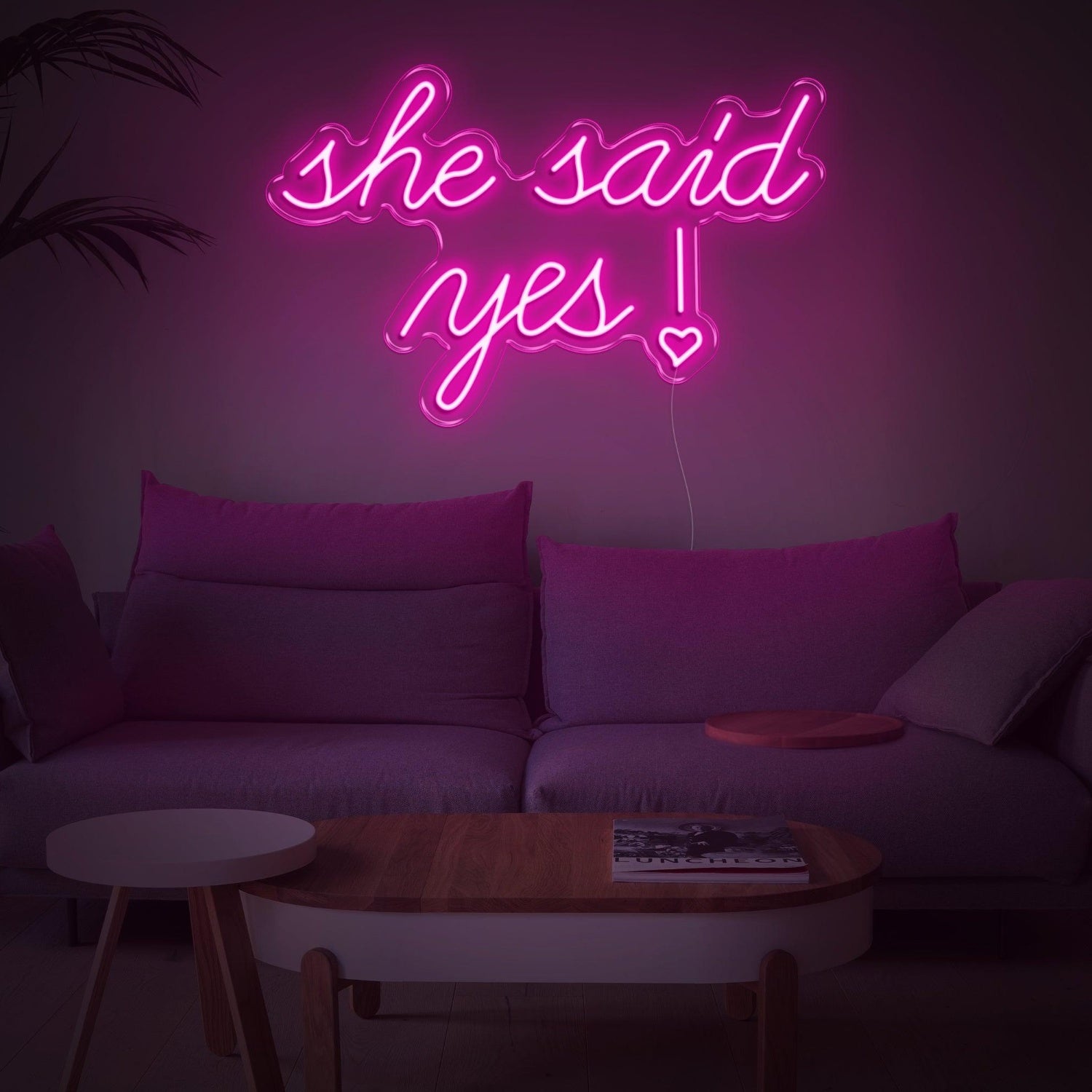 She Said Yes Blue Heart Led Neon Sign For Romantic Proposal Living Room Decor | Shineneon