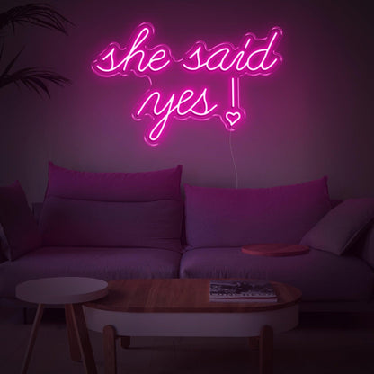 She Said Yes Blue Heart Led Neon Sign For Romantic Proposal Living Room Decor | Shineneon
