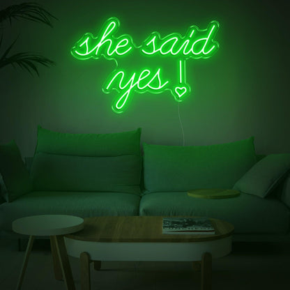 She Said Yes Blue Heart Led Neon Sign For Romantic Proposal Living Room Decor | Shineneon