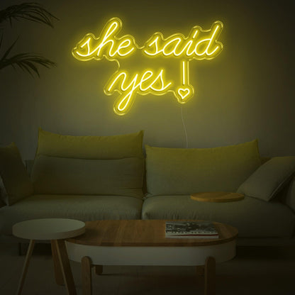 She Said Yes Blue Heart Led Neon Sign For Romantic Proposal Living Room Decor | Shineneon