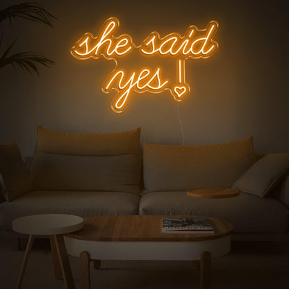 She Said Yes Blue Heart Led Neon Sign For Romantic Proposal Living Room Decor | Shineneon