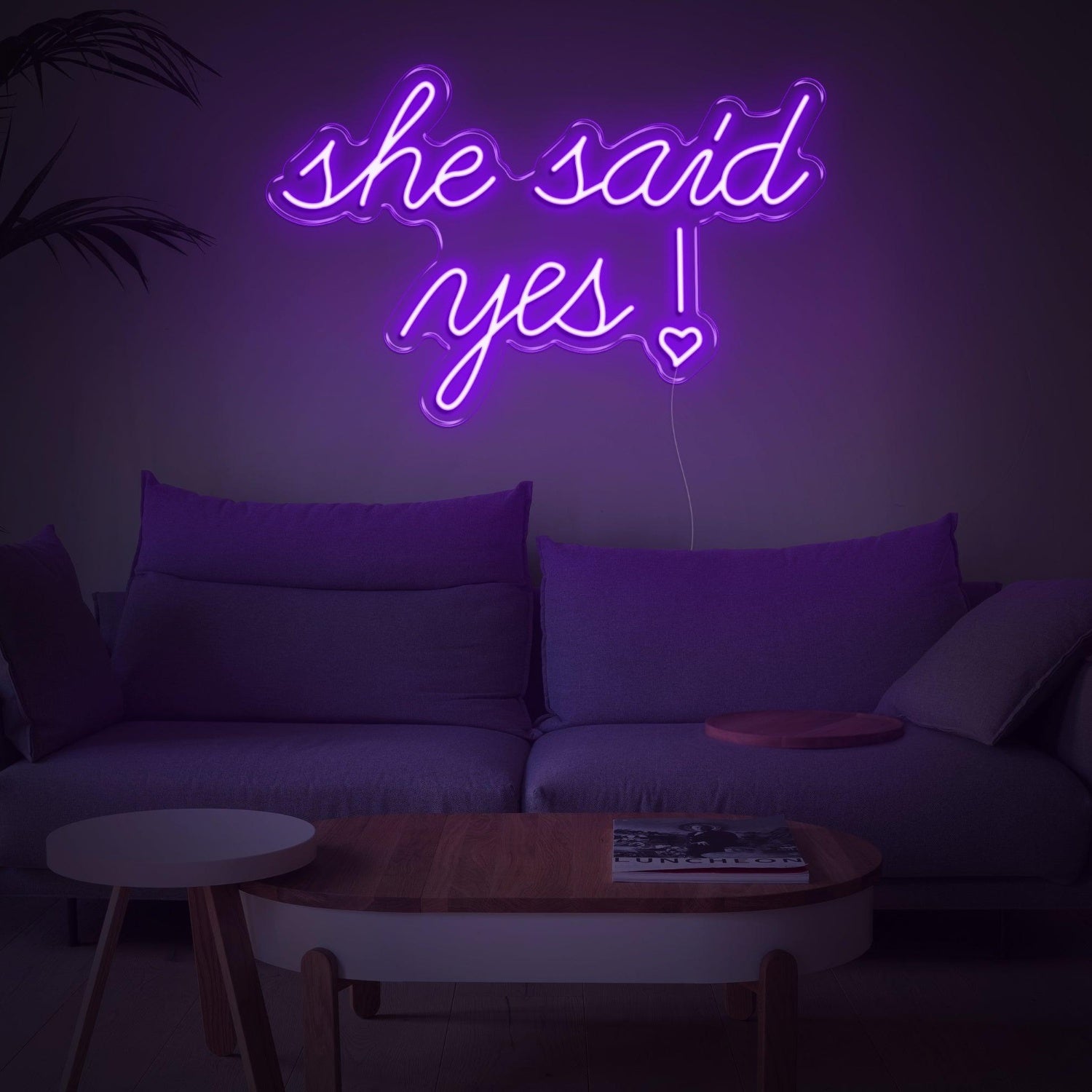 She Said Yes Blue Heart Led Neon Sign For Romantic Proposal Living Room Decor | Shineneon