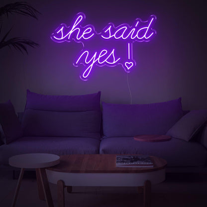 She Said Yes Blue Heart Led Neon Sign For Romantic Proposal Living Room Decor | Shineneon