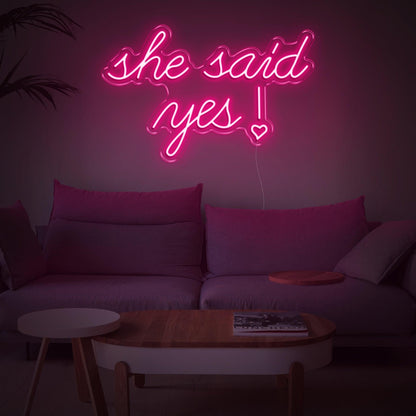She Said Yes Blue Heart Led Neon Sign For Romantic Proposal Living Room Decor | Shineneon