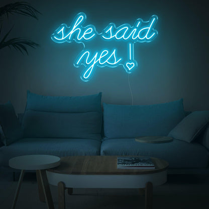 She Said Yes Blue Heart Led Neon Sign For Romantic Proposal Living Room Decor | Shineneon