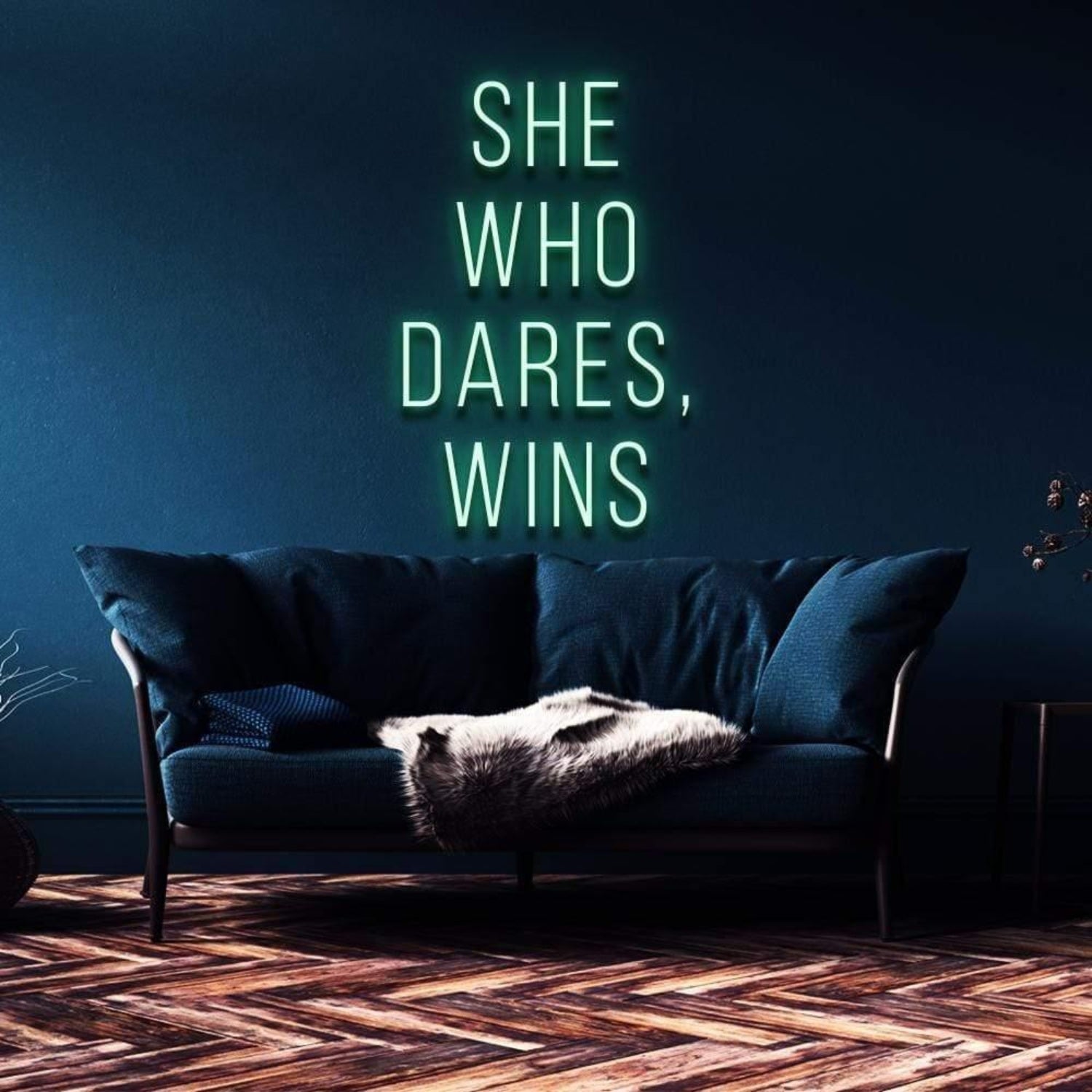 She Who Dares Wins Blue Led Neon Sign For Modern Home Decor | Shineneon