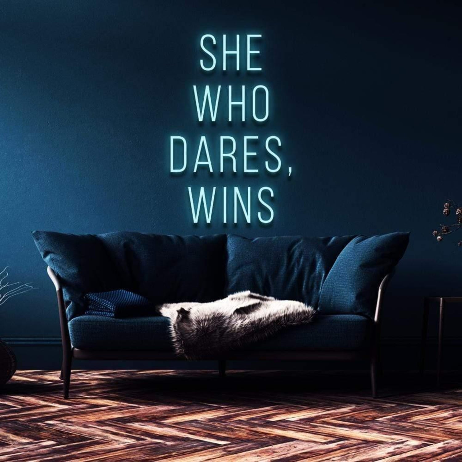 She Who Dares Wins Blue Led Neon Sign For Modern Home Decor | Shineneon