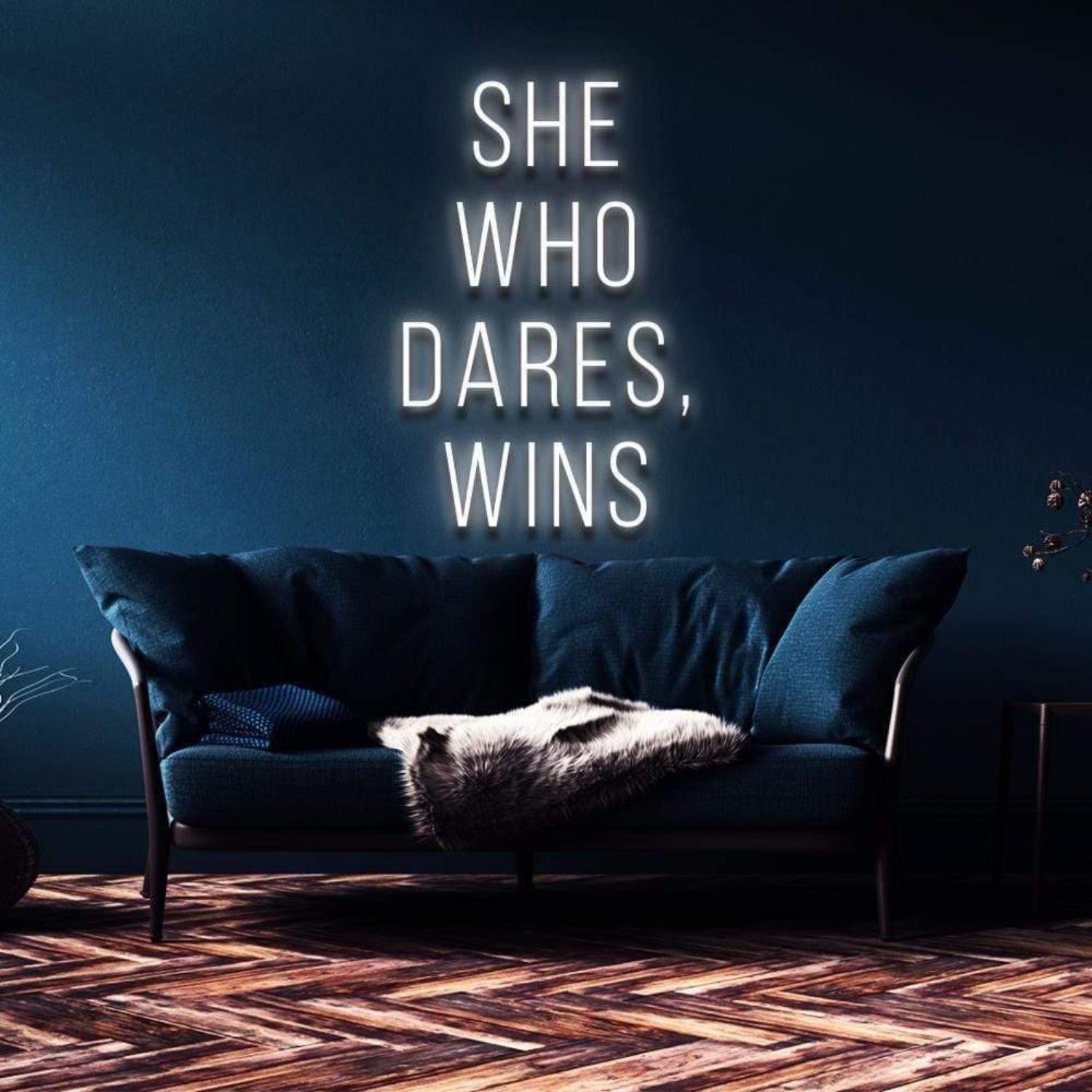 She Who Dares Wins Blue Led Neon Sign For Modern Home Decor | Shineneon
