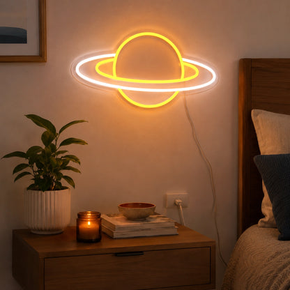 Shelf Saturn Neon Sign LED Neon Sign real lifestyle scene