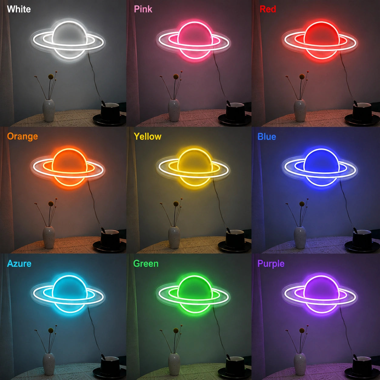 Shelf Saturn Neon Sign LED Neon Sign color grid