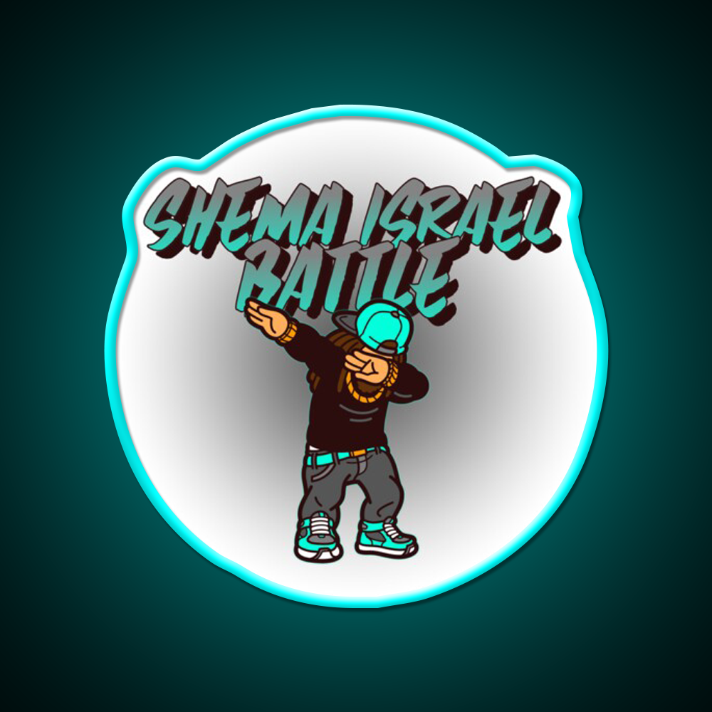 Shema Israel Dabbing Battle Jewish Humor Man Cave Bar Led Neon Sign