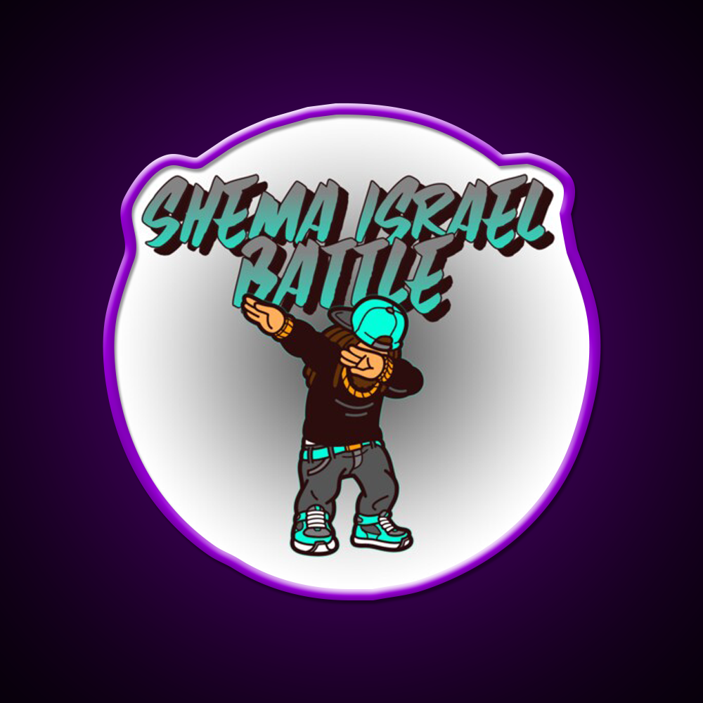 Shema Israel Dabbing Battle Jewish Humor Man Cave Bar Led Neon Sign