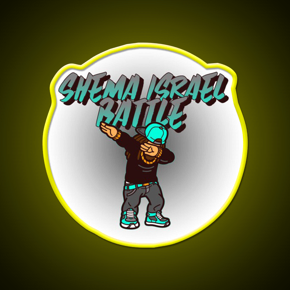 Shema Israel Dabbing Battle Jewish Humor Man Cave Bar Led Neon Sign