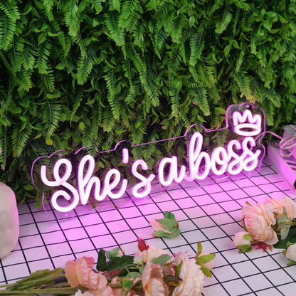 Shes A Boss Purple Led Neon Sign - Shineneon