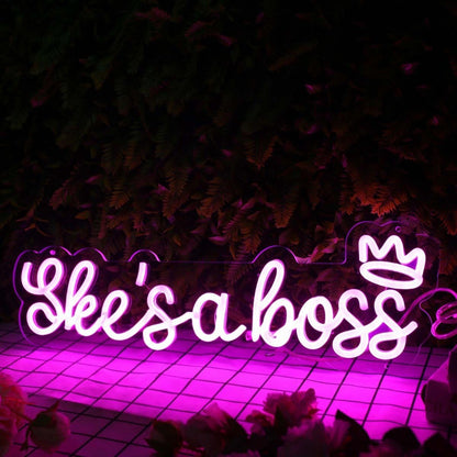 Shes A Boss Purple Led Neon Sign - Shineneon