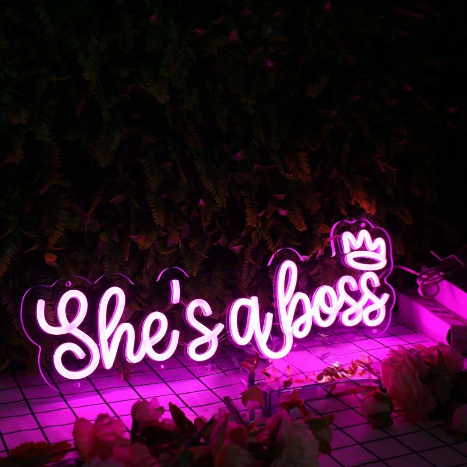 Shes A Boss Purple Led Neon Sign - Shineneon