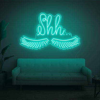 Shh With Eyelashes Led Neon Sign For Home Indoor Wall Decor | Shineneon