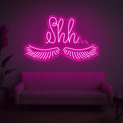 Shh With Eyelashes Led Neon Sign For Home Indoor Wall Decor | Shineneon