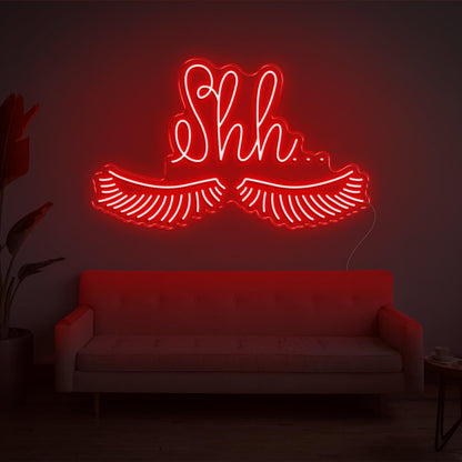Shh With Eyelashes Led Neon Sign For Home Indoor Wall Decor | Shineneon