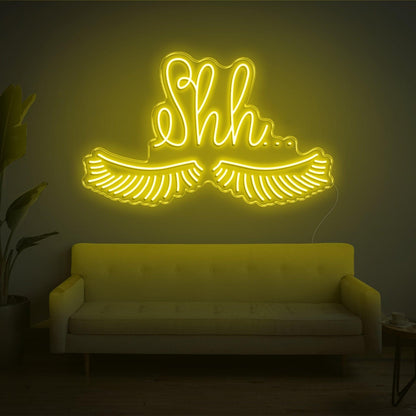 Shh With Eyelashes Led Neon Sign For Home Indoor Wall Decor | Shineneon