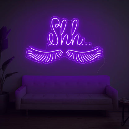 Shh With Eyelashes Led Neon Sign For Home Indoor Wall Decor | Shineneon