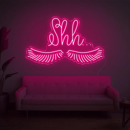 Shh With Eyelashes Led Neon Sign For Home Indoor Wall Decor | Shineneon