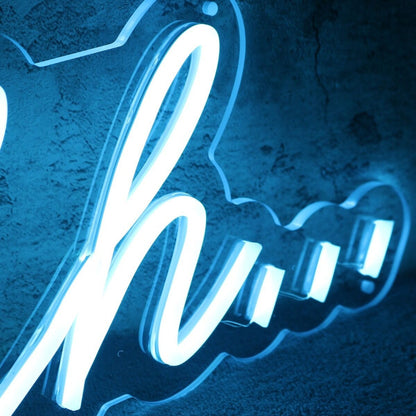 Shhh Blue Led Neon Sign Fquiet And Relaxation Spaces - Shineneon