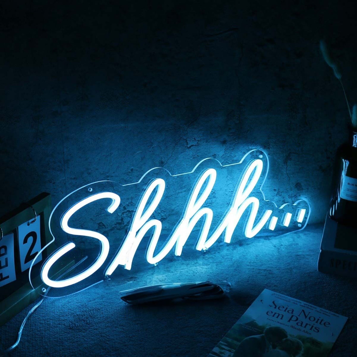Shhh Blue Led Neon Sign Fquiet And Relaxation Spaces - Shineneon