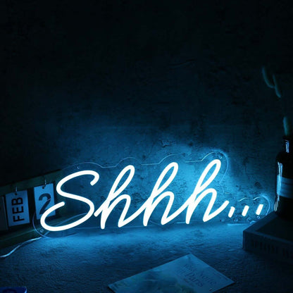 Shhh Blue Led Neon Sign Fquiet And Relaxation Spaces - Shineneon