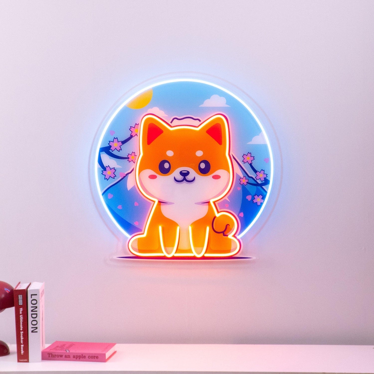 Shiba Dog Sakura Sun Multi-Color Uv Printed Led Neon Sign For Home Decor Pet Cafe | Shineneon
