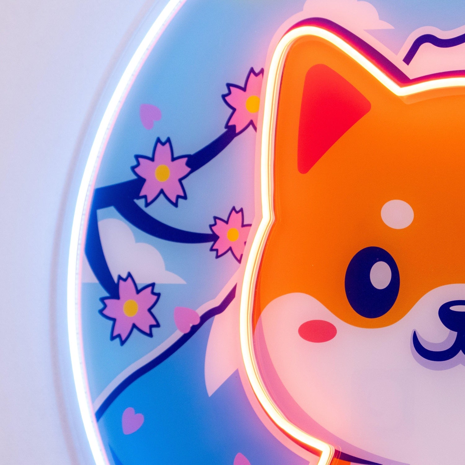 Shiba Dog Sakura Sun Multi-Color Uv Printed Led Neon Sign For Home Decor Pet Cafe | Shineneon