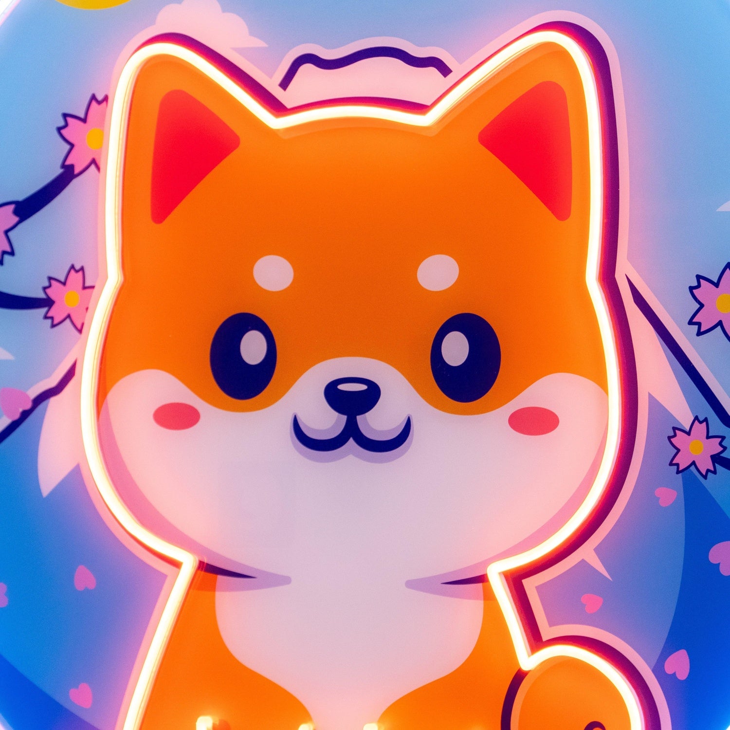 Shiba Dog Sakura Sun Multi-Color Uv Printed Led Neon Sign For Home Decor Pet Cafe | Shineneon
