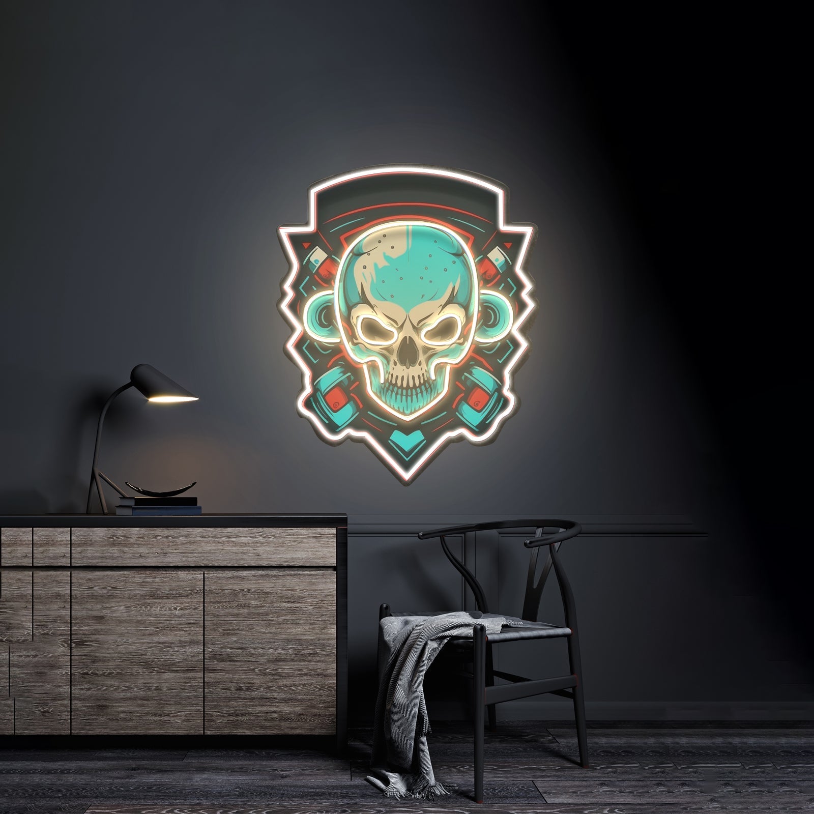Shield Monkey Skull Led Neon Sign Light Custom Led Signs - Shineneon