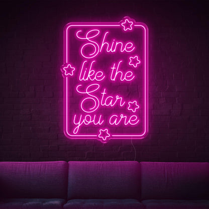 Shine Like The Star Warm Yellow Led Neon Sign With Stars For Home Wall Decor | Shineneon