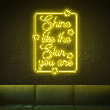 Shine Like The Star Warm Yellow Led Neon Sign With Stars For Home Wall Decor | Shineneon