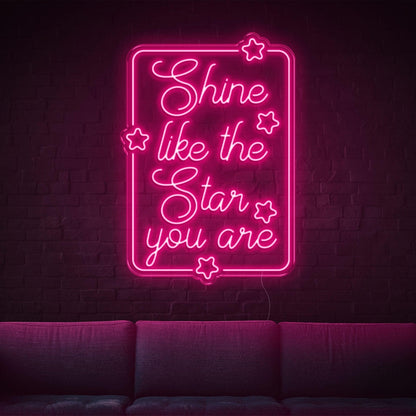 Shine Like The Star Warm Yellow Led Neon Sign With Stars For Home Wall Decor | Shineneon