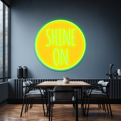 Shine On Word Art Text Design With Sun Wall Artwork Neon Signs