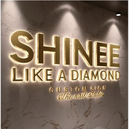 Shineelike A Diamon 3D Backlit Letters Business Metal Led Sign - Shineneon