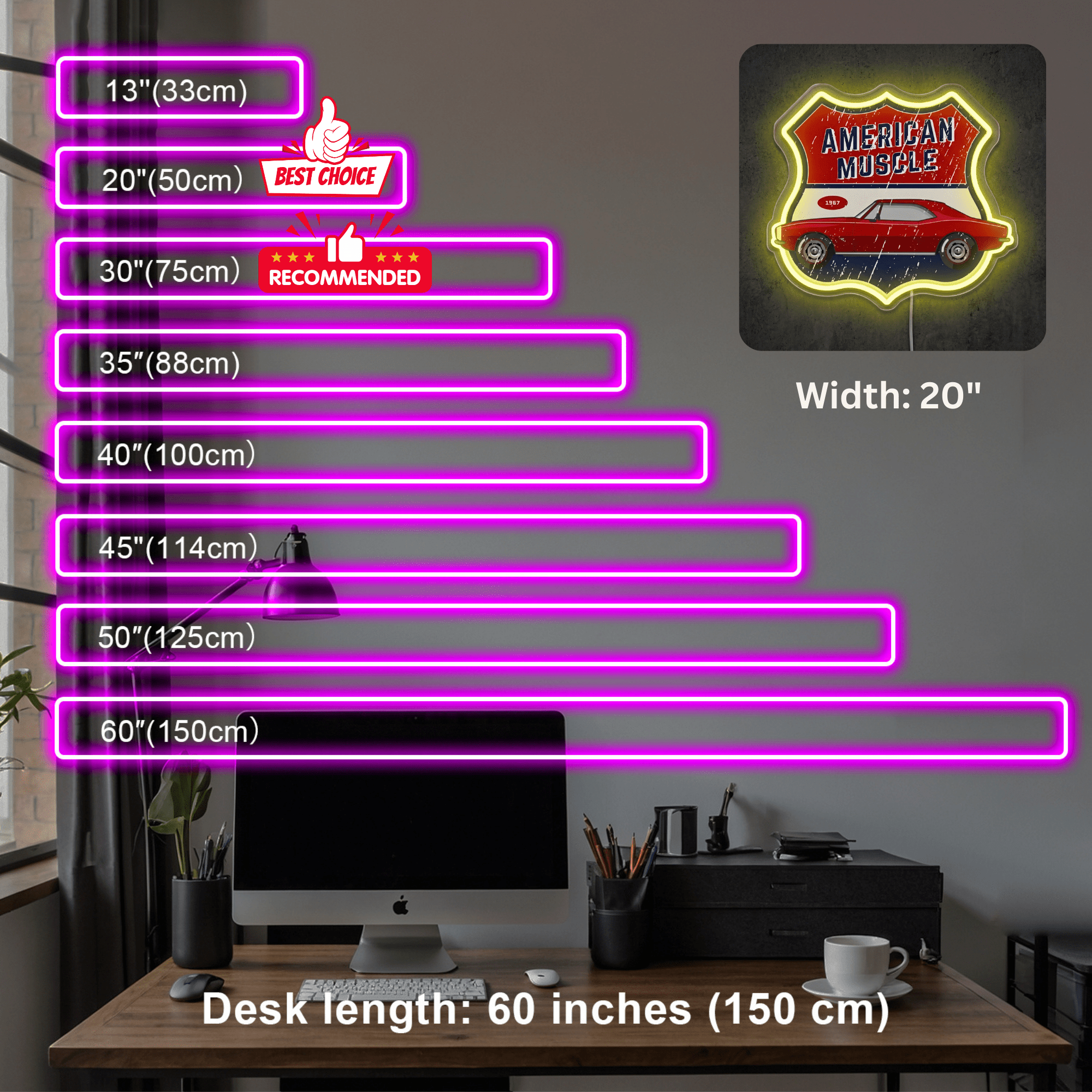 ShineNeon™ 1967 American Muscle Car LED Neon Sign - Retro Garage Wall Art USB Powered - Shineneon